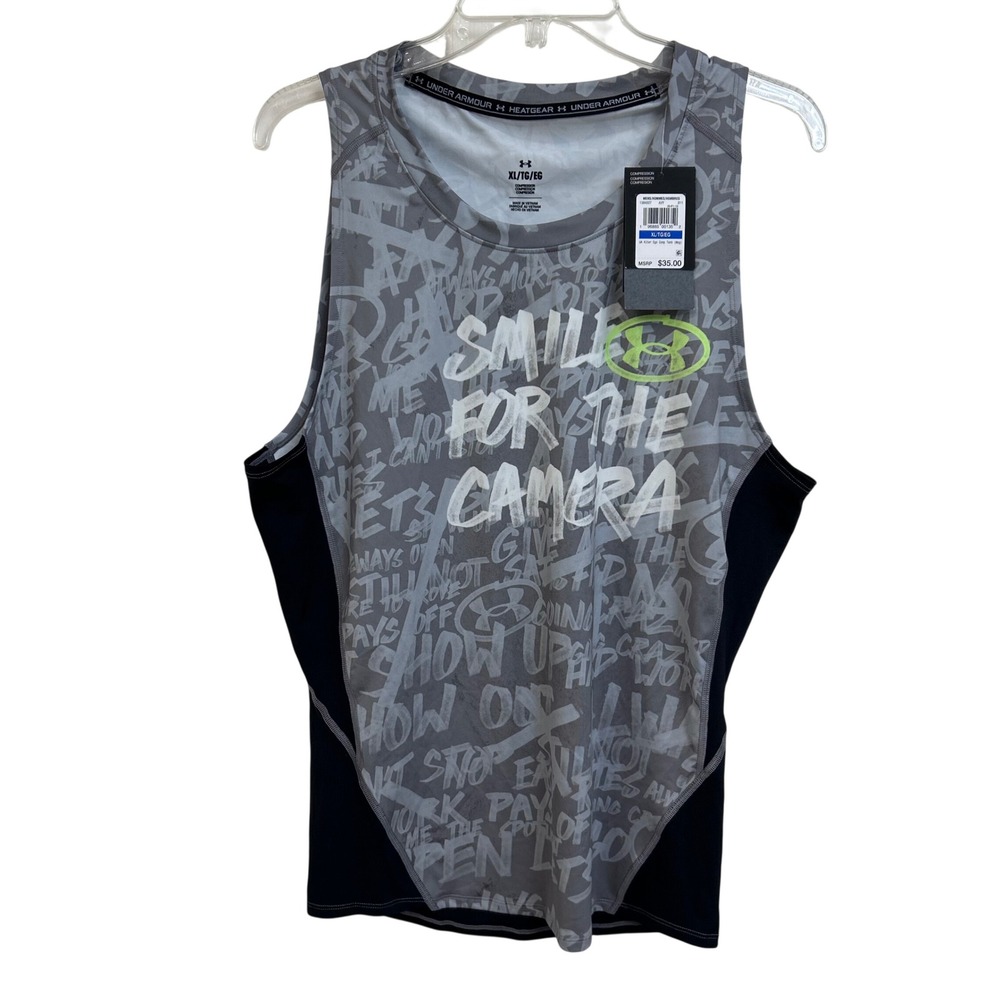 Under Armour Mens XL TG EG Compression Tank Top Heatgear Alter Ego Smile Graphic